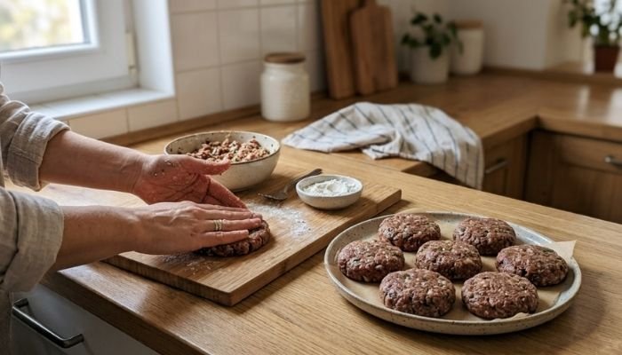 Oblikovanje pljeskavica od mljevenog mesa