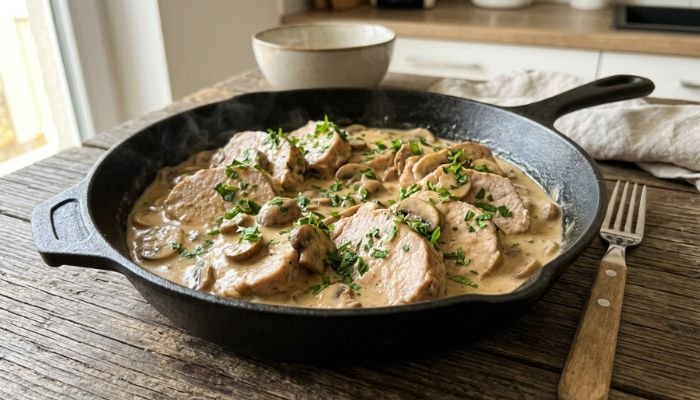 Svinjski kare bez kosti u kremastom umaku od gljiva