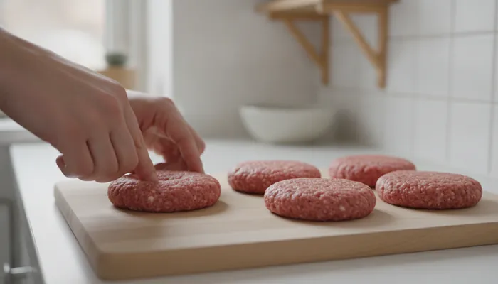 Oblikovanje pljeskavica za hamburger recept s udubinom u sredini