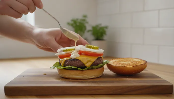 Slaganje burgera po koraku iz recepta za pljeskavice za hamburger